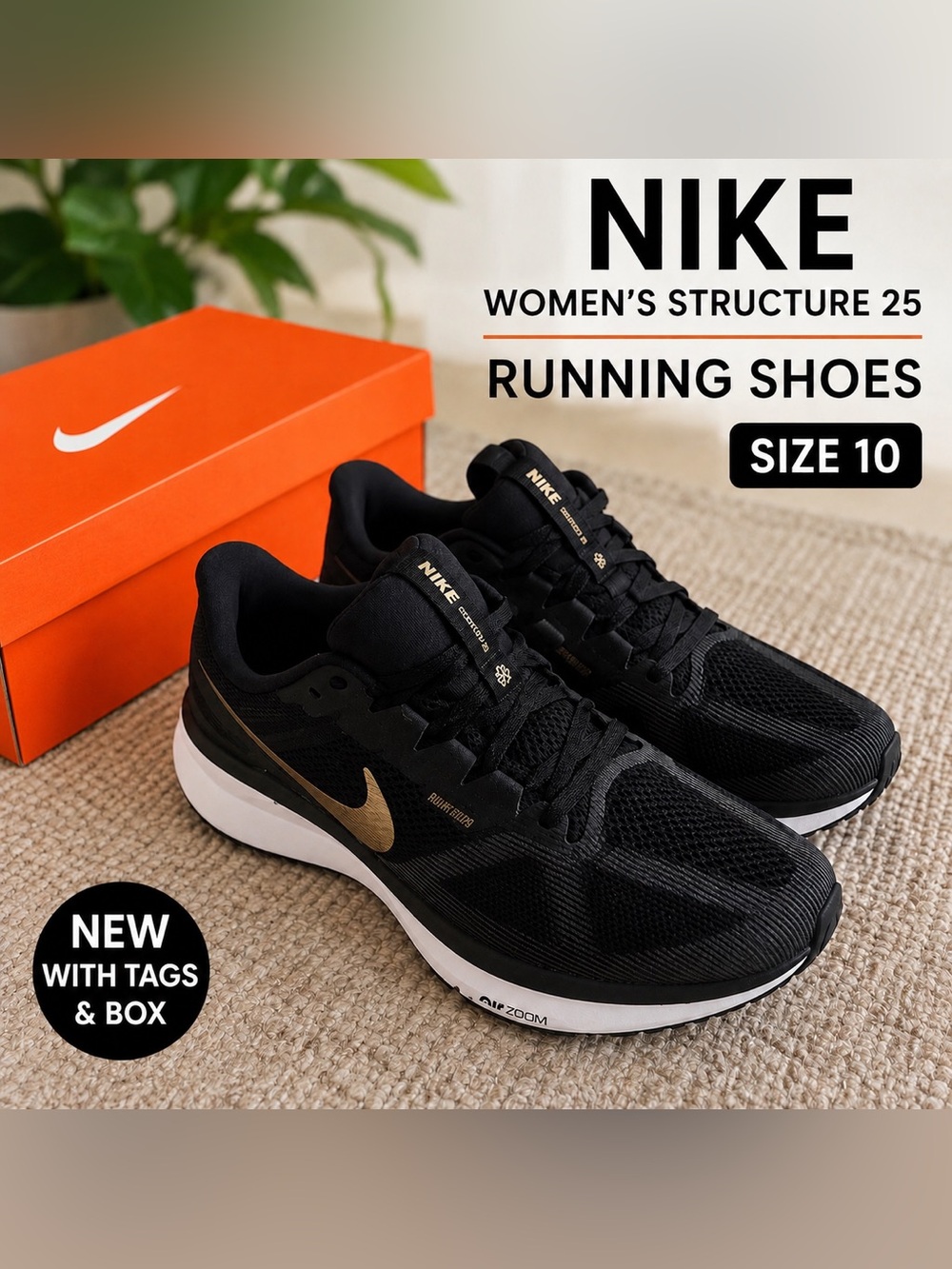 Nike Women’s Structure 25 Running Shoes – Size 10 | New With Tags & Original Box